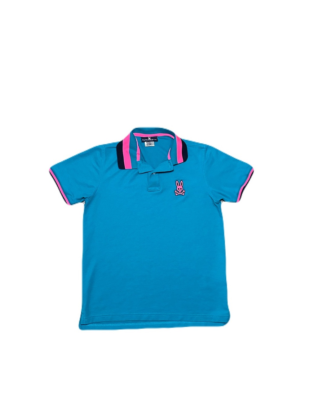 Pyscho Bunny Bailey Tipped Logo Polo Shirt Mens 4 Pima Cotton Teal pink